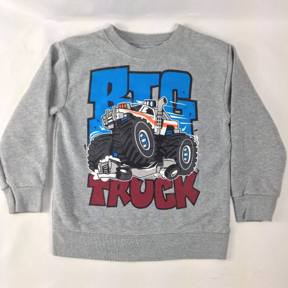 Garanimals Boys Toddler Sweatshirt Gray "Big Truck" Long Sleeve Crew Neck Sz 4T